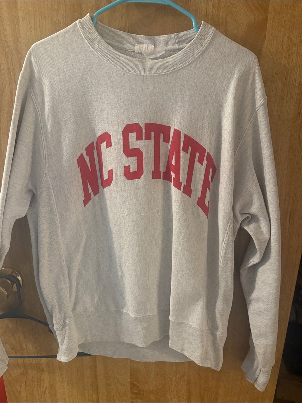 STATE Light Gray Crewneck Sweatshirt with Red NC STATE Arch